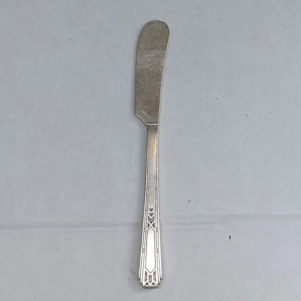 Vtg Oneida Community Friendship Medality Flat Handle Butter Spreader-Tudor Plate